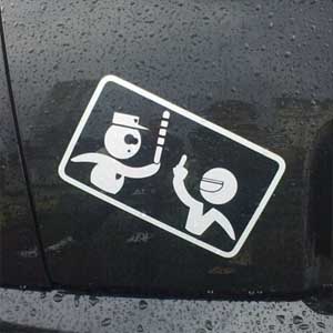 Стикер Байкер и Коп Наклейка на авто Брест