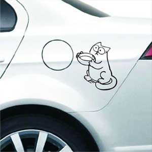 Стикер Кот Саймон с миской Наклейка на авто Брест