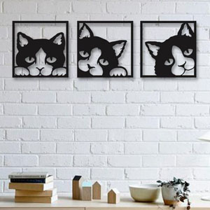 1218_cut голова кошки, кот на стену из фанеры, из дерева бамбук, CNC Plans, cat, cats лазерная резка металла