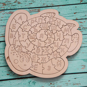 Игра пазл алфавит черепаха для детей из фанеры из дерева, макет чертеж лекало схема купить, скачать, векторный макет, лазерная резка