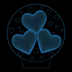 3d led lamp heart illusion neon lasercut cdr vector векторный макет для светильник ночник с 3д эффектом сердце оргстекло гравировка фреза неоновая подсветка