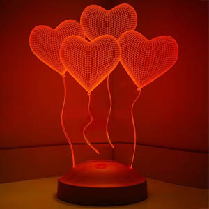 3d led lamp heart illusion neon lasercut cdr vector векторный макет для светильник ночник с 3д эффектом сердце оргстекло гравировка фреза неоновая подсветка