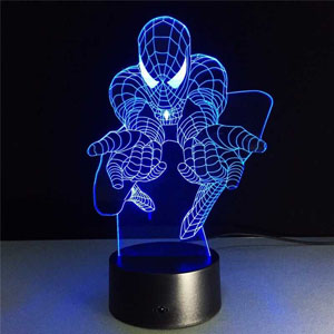 3d led lamp spiderman illusion neon lasercut cdr vector векторный макет для светильник спайдермэн ночник с 3д эффектом сердце оргстекло гравировка фреза неоновая подсветка