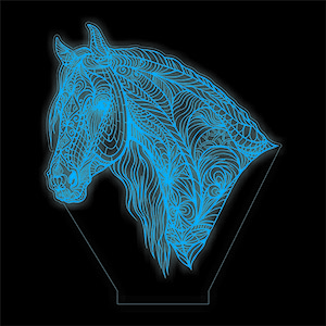 3d led lamp horse head illusion frame neon name lasercut cdr vector векторный макет для светильник Лошадь голова ночник с 3д эффектом сердце оргстекло гравировка фреза неоновая подсветка
