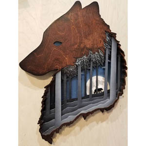 lasercut plywood wolf head art cdr vector векторный макет Голова волка деревянный арт на стену фанера wood фреза