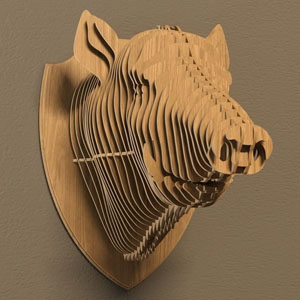 Голова Трофей Кабан из фанеры дерева фрезерная резка, макет векторный для резки boar head trophy plywood
