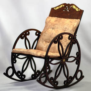 Кресло качалка из фанеры ажур, tabble макет векторный для резки