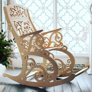 Кресло-качалка из фанеры ажур, макет векторный для резки