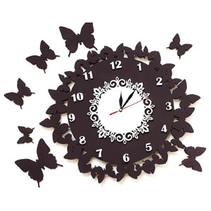 cnc cut wood decal cool playwood butterfly часы ажурные круглые с орнаментом с бабочками из дерева сувенир из фанеры ажур, макет векторный для резки