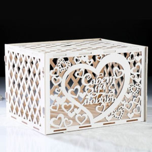 cnc cut wood winter decal playwood казна для денег на свадьбу, wedding box for money из дерева сувенир из фанеры , макет векторный для резки