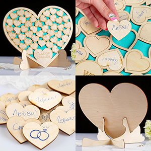 cnc cut wood playwood Сердце пожеланий на свадьбу из фанеры , макет векторный для резки