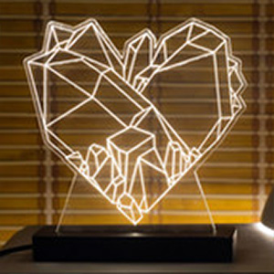 plywood plan 3d illusion polygonal heart car lasercut for cnc 3d ночник Сердце Полигональное лазерная резка макет чертеж из фанеры из дерева