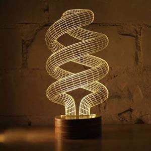 Ночник Светильник с 3D эффектом Полигональный 3d-led lamp plexiglas rings plan layout lasercut router for cnc в формате dxf cdr ai pdf картина пластик оргстекло 
          акриловое стекло лазерная резка оригинал макет чертеж схема шаблон эскиз из фанеры из дерева из оргстекла 3дночник подарок ручная работа купить скачать рисунки в одну линию сверхтонкий абрис картинки