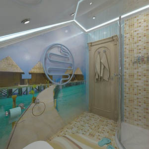 Фотопечать на сайдинге ванной комнаты