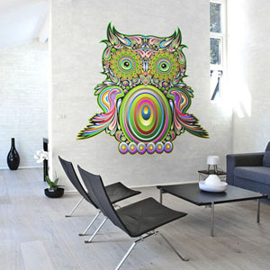 Большой стикер Разноцветная Сова